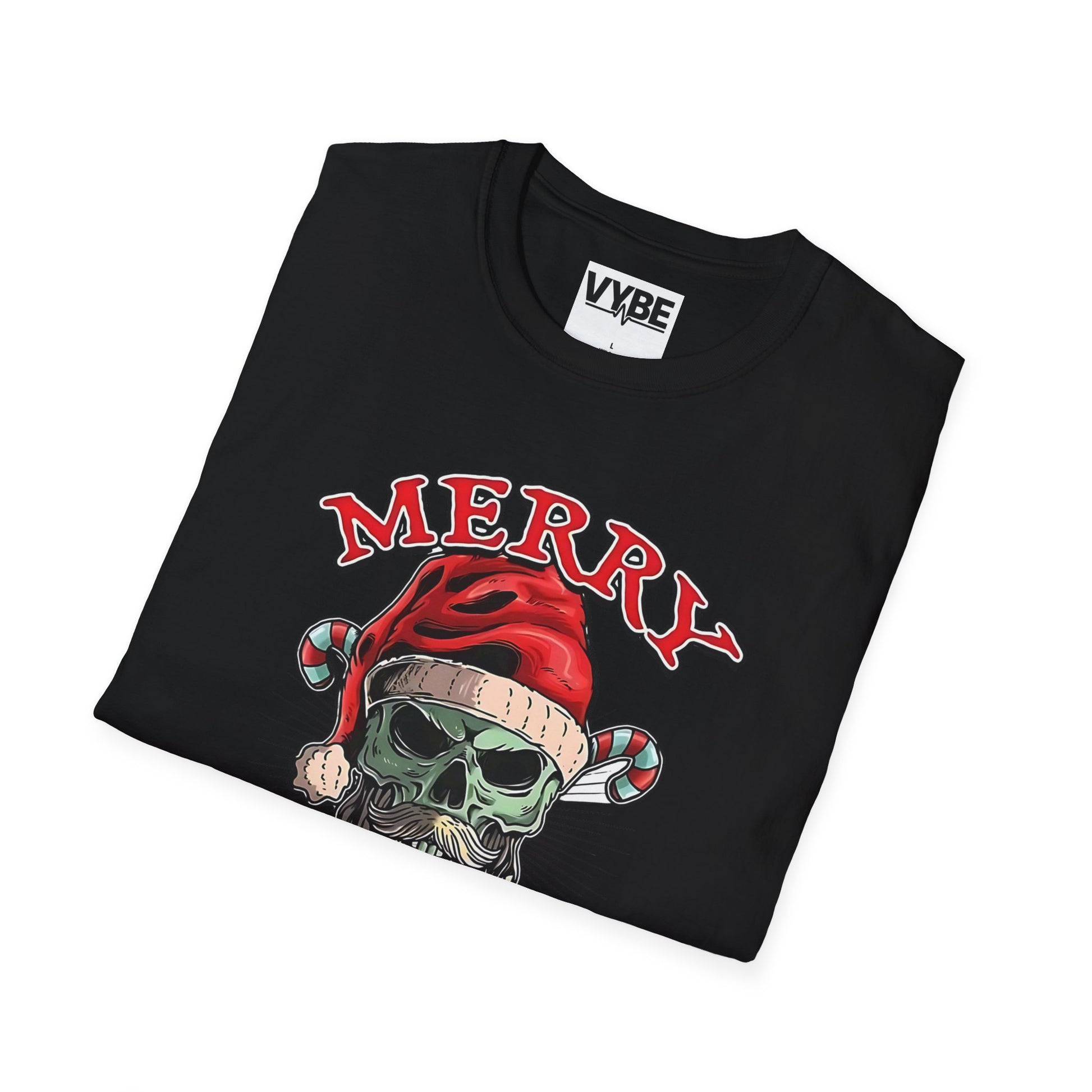 Christmas- Merry F**kin Christmas Skull T-Shirt, Funny Holiday Tee, Unisex Graphic Shirt, Unique Christmas Gift - VYBE Shop