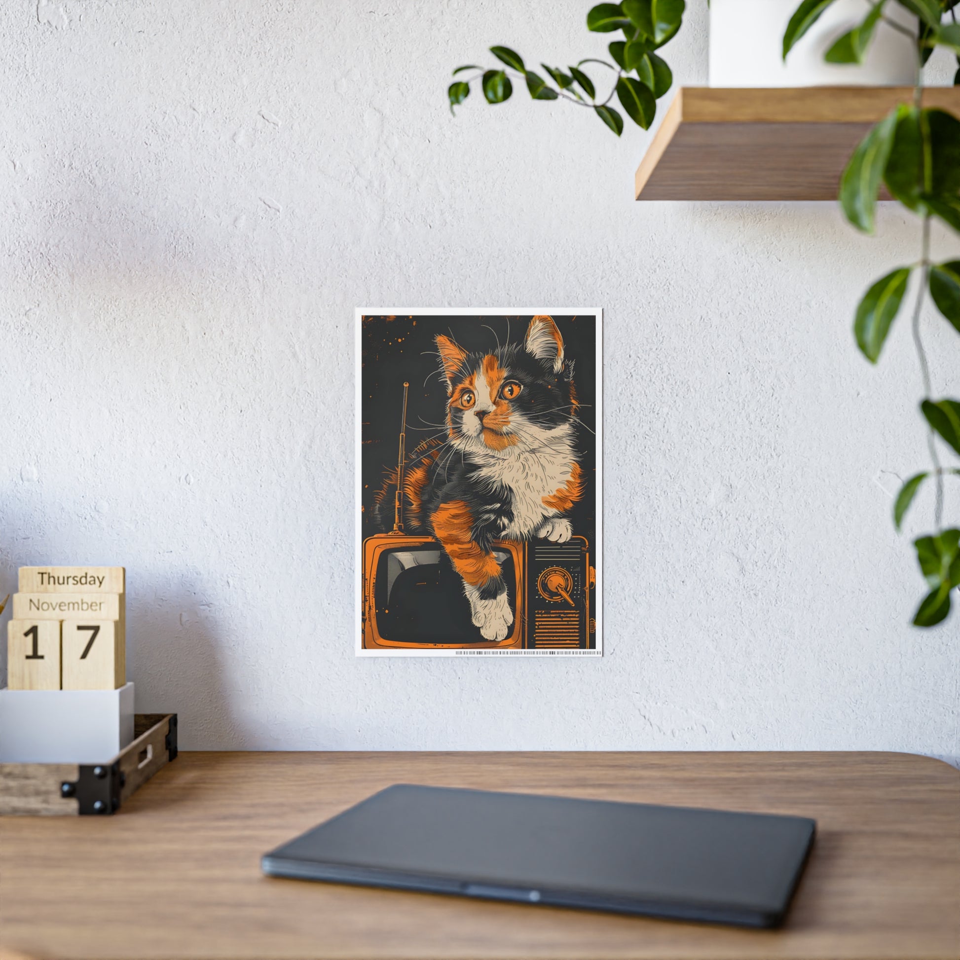 Cat Vintage Cat Art Print - Retro Animal Wall Art Gloss Poster for Cat Lovers - VYBE Shop