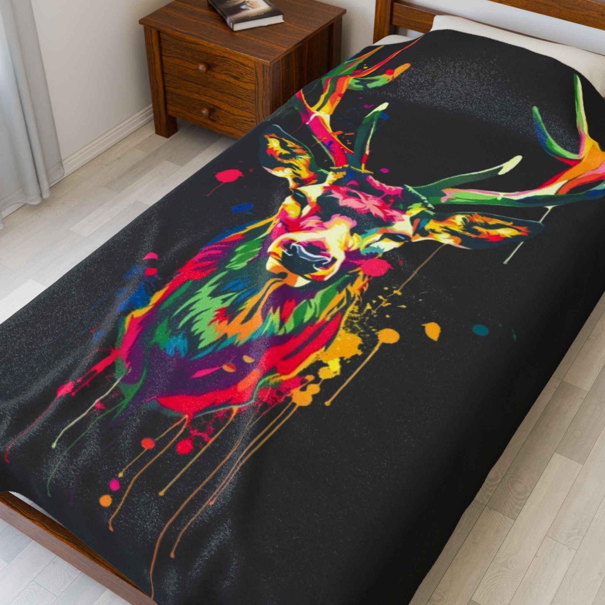 Vibrant Deer Plush Blanket