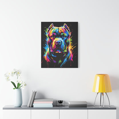 Neon Pitbull Canvas Art Print | Pet Lover Wall Decor, Dog Decor, Home Art, Gift for Dog Owners, Vibrant Animal Wall Art - VYBE Shop