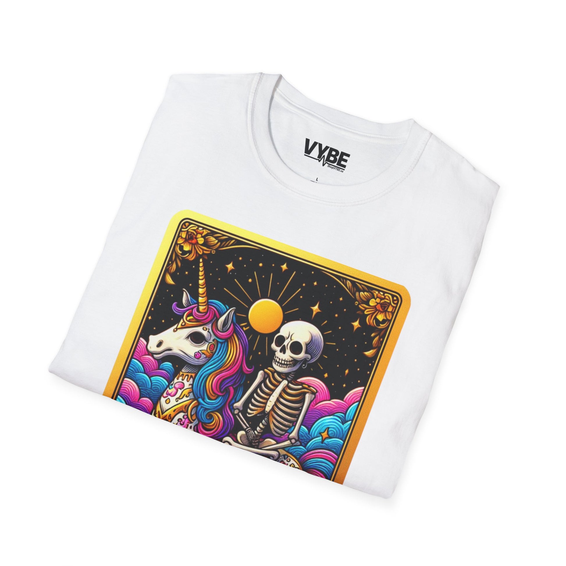 Whimsical Skeleton Tarot Shirt for Unique Style Lovers - VYBE Shop