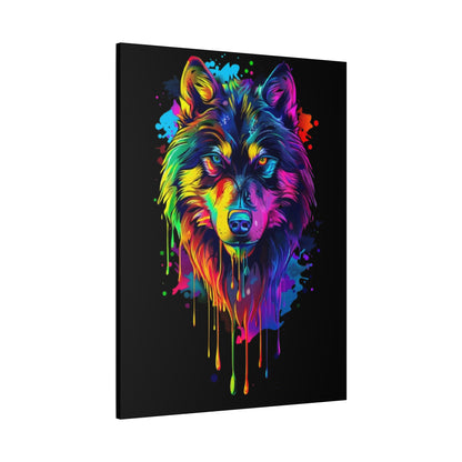 Neon Wolf Canvas Wall Art, Colorful Animal Decor, Home Office Decoration, Unique Gift for Nature Lovers, Modern Art Print, Wildlife [...] - VYBE Shop