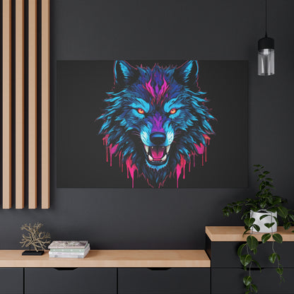 Neon Wolf Canvas Art, Colorful Wolf Wall Decor, Animal Lover Gift, Bold Home Decoration, Unique Art Print - VYBE Shop