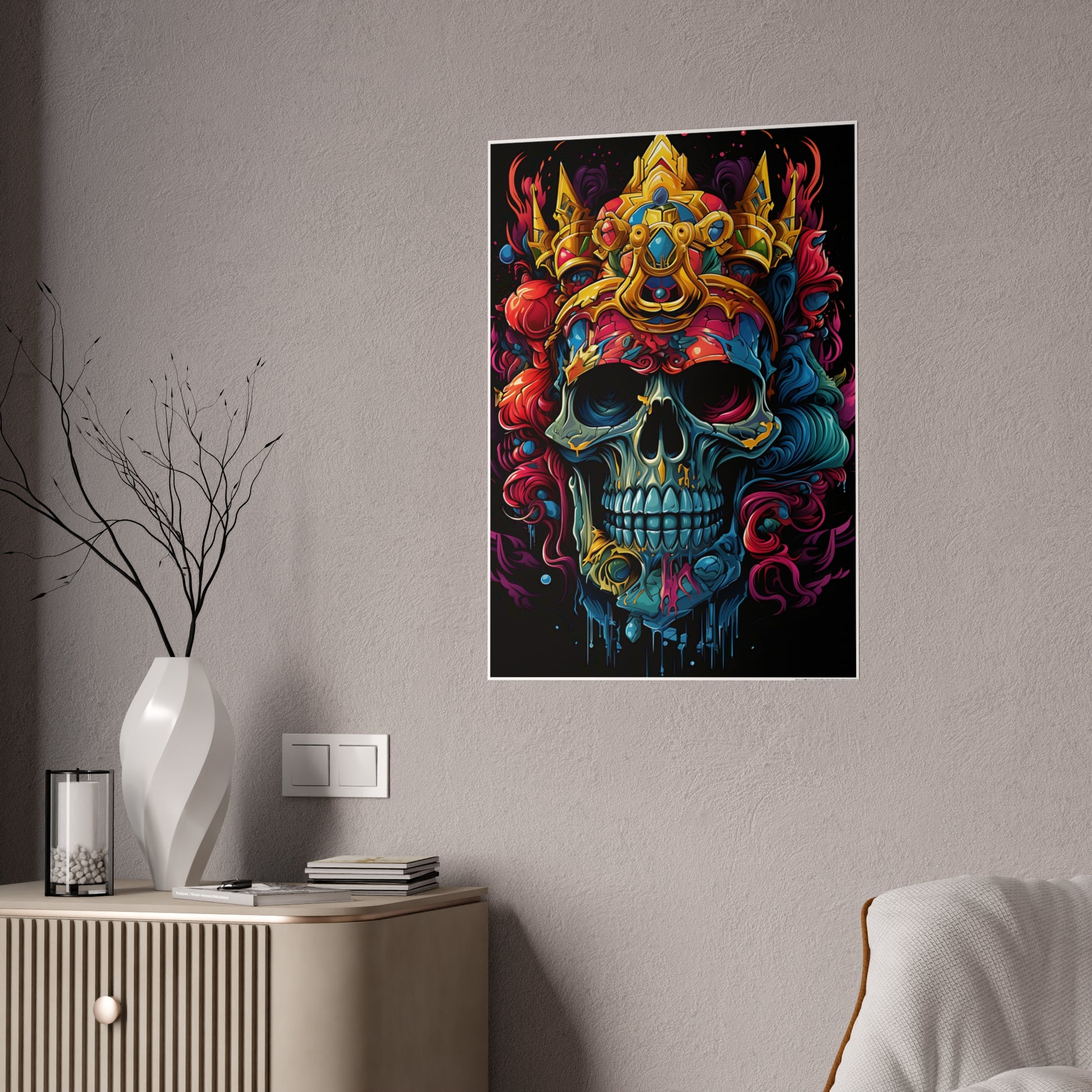 Vibrant Skull Art Poster - Glossy Colorful Home Decor - VYBE Shop