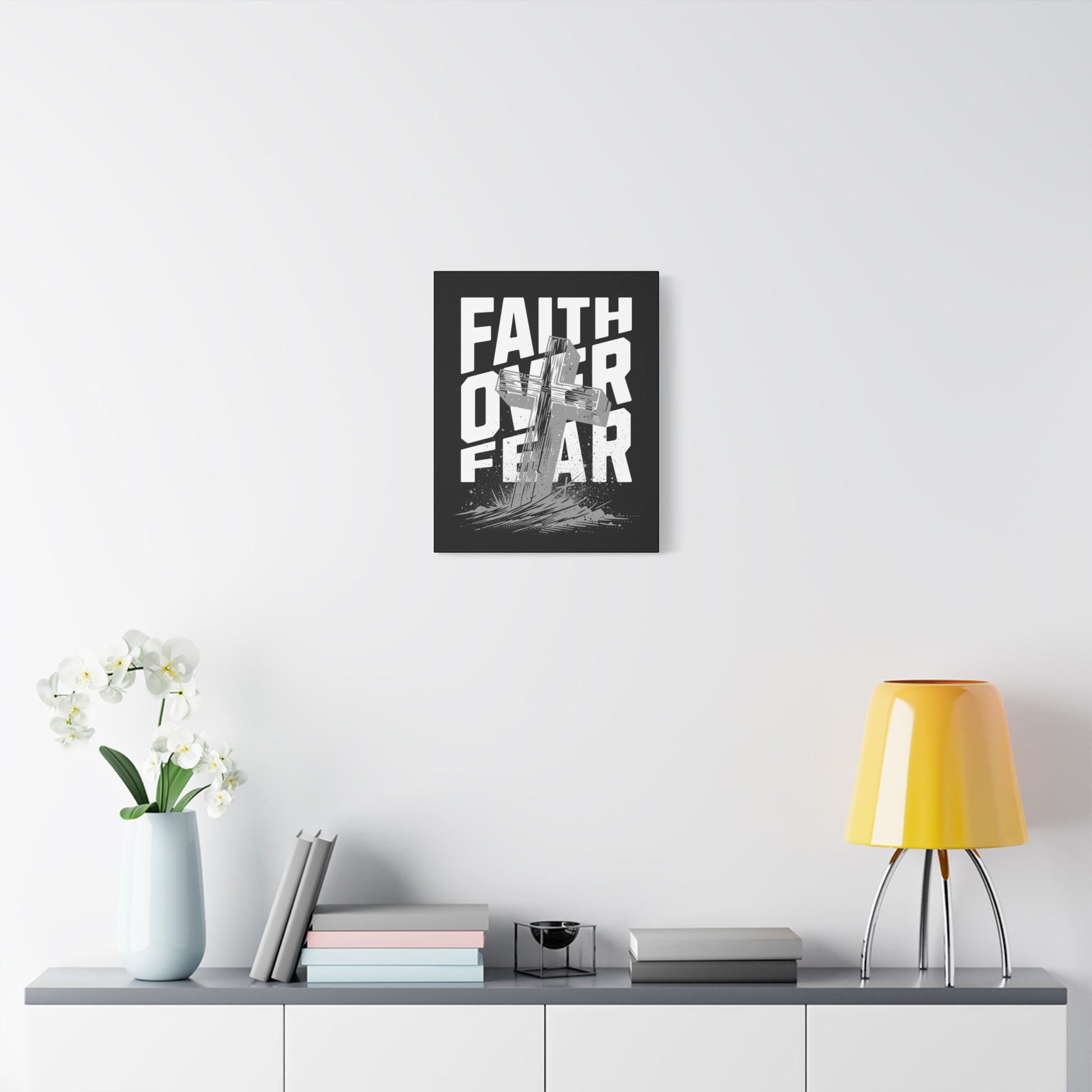 Religion- Faith Over Fear Canvas Print, Inspirational Wall Art, Religious Home Decor - VYBE Shop