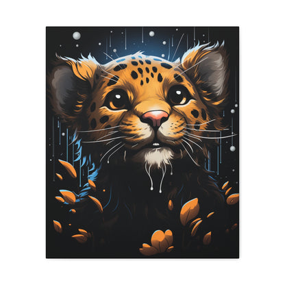 Playful Leopard Canvas Art Print, Cute Animal Wall Decor, Children's Room Decoration, Gift for Animal Lovers, Wild Animal Print - VYBE Shop