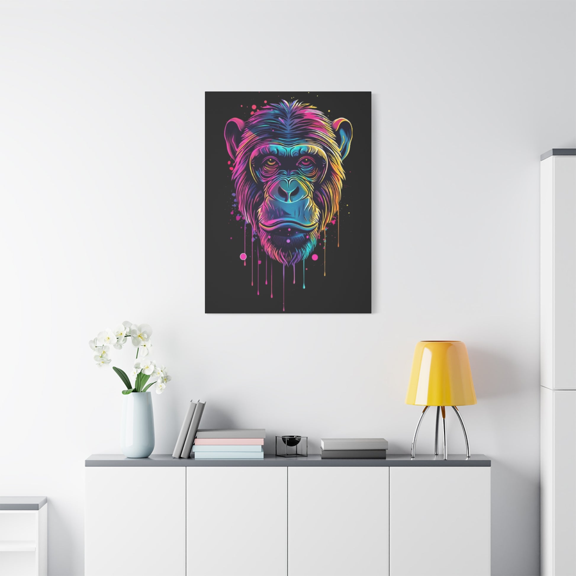 Colorful Monkey Canvas Art, Wall Decor, Animal Lover Gift, Gamer Room Design, Colorful Home Decoration - VYBE Shop