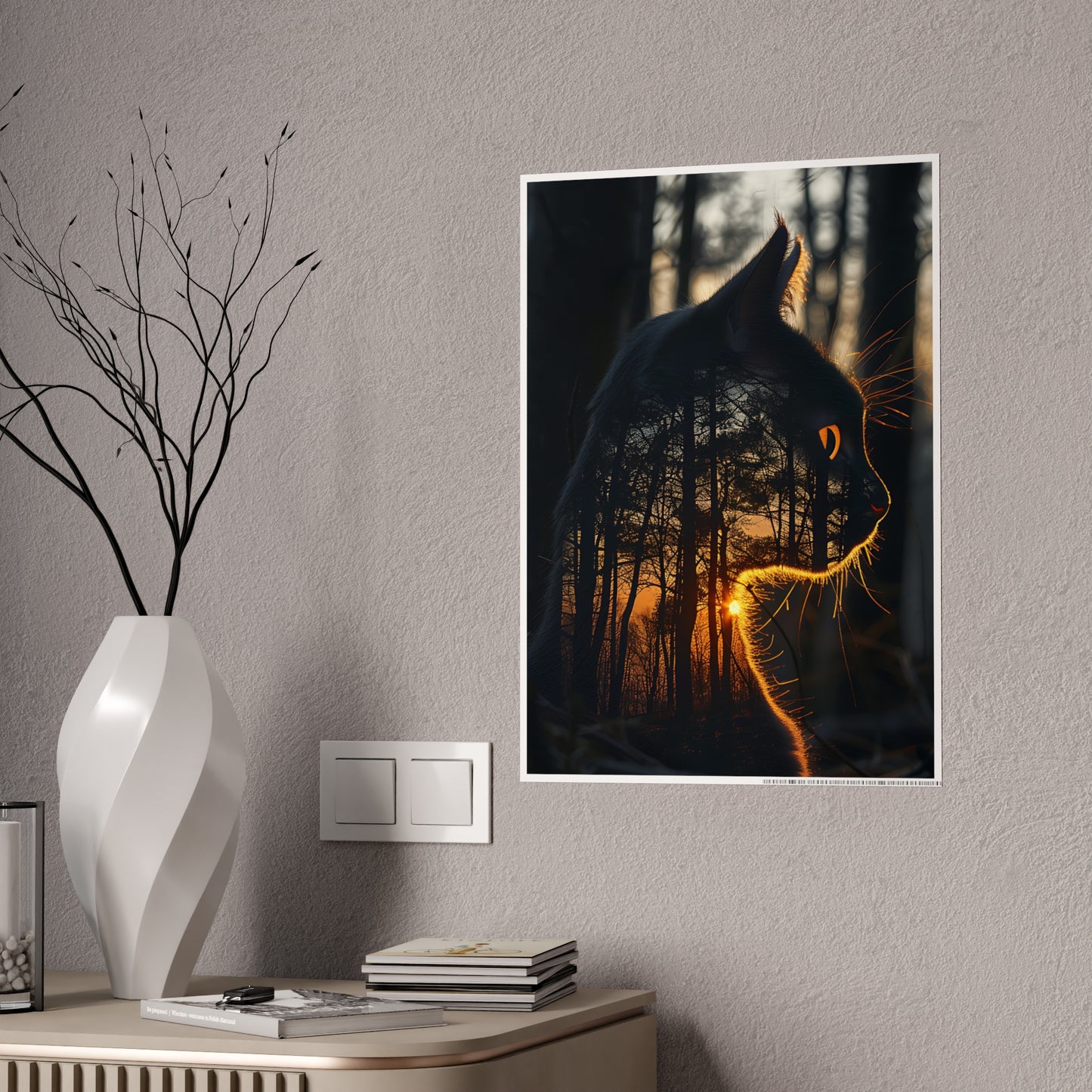 Cat Mystical Poster - Glossy Wall Art for Nature Lovers, Home Office Aesthetic, Perfect Cat Lover Gift and Animal Art Print - VYBE Shop