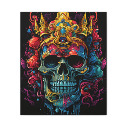 Vibrant Skull Canvas Art, Wall Decoration, Gothic Home Decor, Colorful Artwork, Unique Gift for Halloween, Artistic Wall Hanging - VYBE Shop