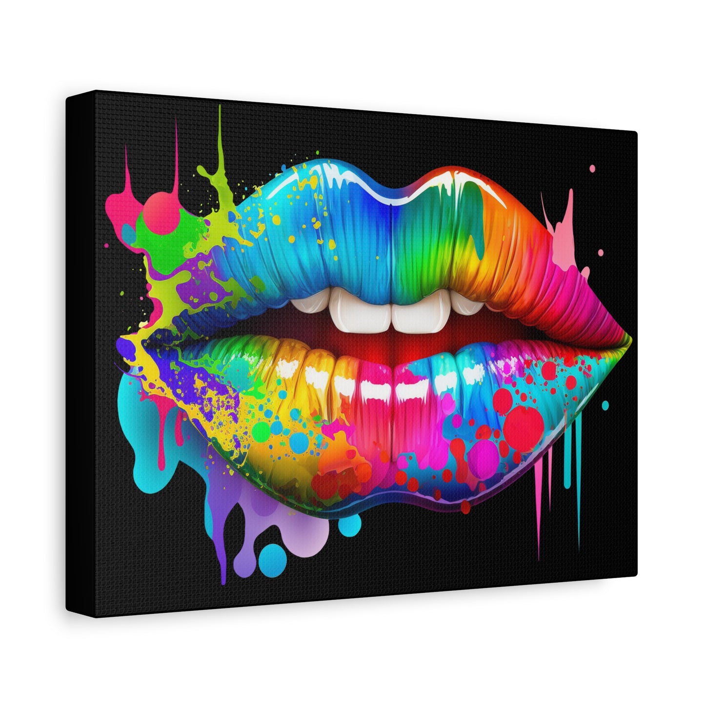 Neon Lip Art Canvas Wall Decor, Vibrant Lips Art, Pop Art Canvas, Home Decor, Gift for Art Lovers, Colorful Wall Art - VYBE Shop