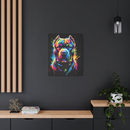 Neon Pitbull Canvas Art Print | Pet Lover Wall Decor, Dog Decor, Home Art, Gift for Dog Owners, Vibrant Animal Wall Art - VYBE Shop