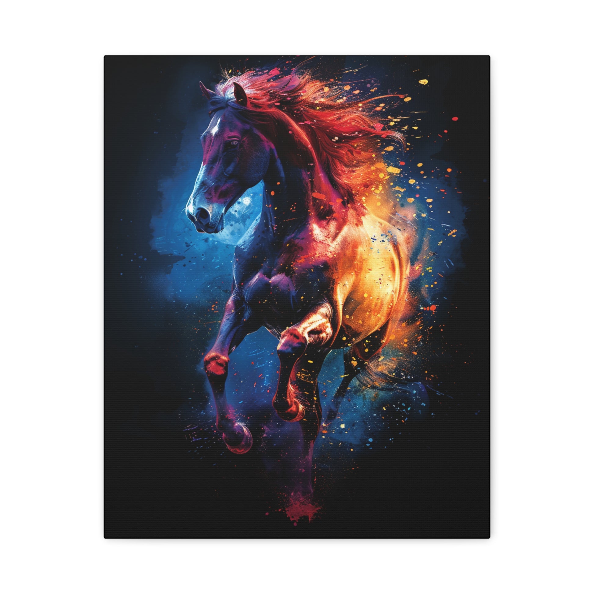Vibrant Horse Art Canvas Print, Colorful Horse Wall Decor, Equine Artwork for Horse Lovers, Unique Gift for Animal Enthusiasts, Home Decor - VYBE Shop
