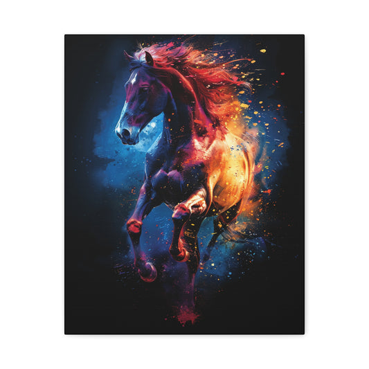 Vibrant Horse Art Canvas Print, Colorful Horse Wall Decor, Equine Artwork for Horse Lovers, Unique Gift for Animal Enthusiasts, Home Decor - VYBE Shop