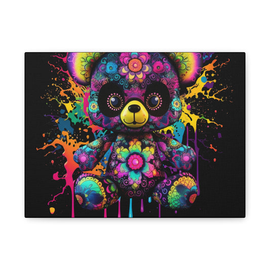 Artistic Bear Canvas Wall Art, Colorful Bear Decor, Playful Room Decor, Unique Gift for Kids, Nursery Wall Hanging - VYBE Shop