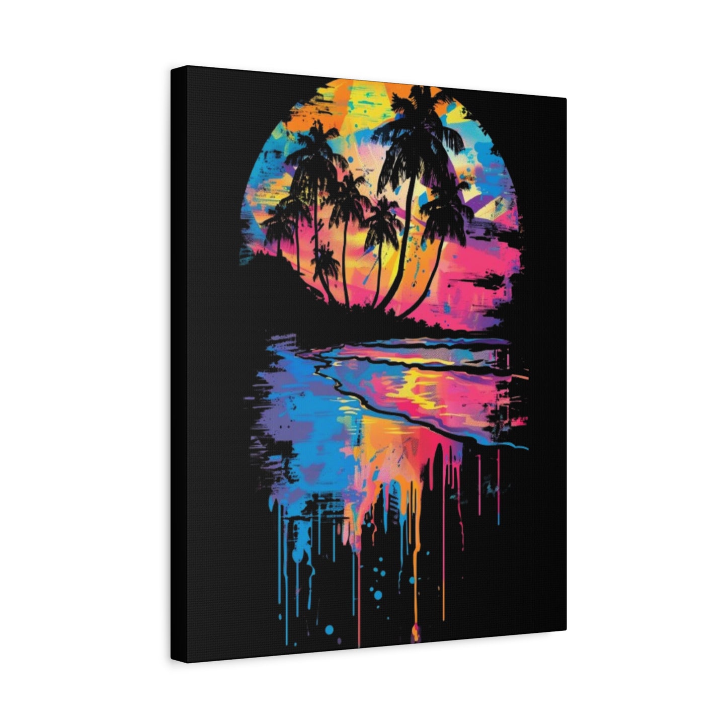 Neon Beach Sunset Canvas Art Print, Tropical Wall Decor, Home Aesthetic, Summer Vibes, Gift for Beach Lovers - VYBE Shop