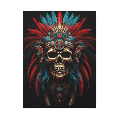 Bohemian Skull Canvas Print, Wall Art, Home Decor, Unique Gift, Ethnic Artwork, Colorful Wall Hanging - VYBE Shop