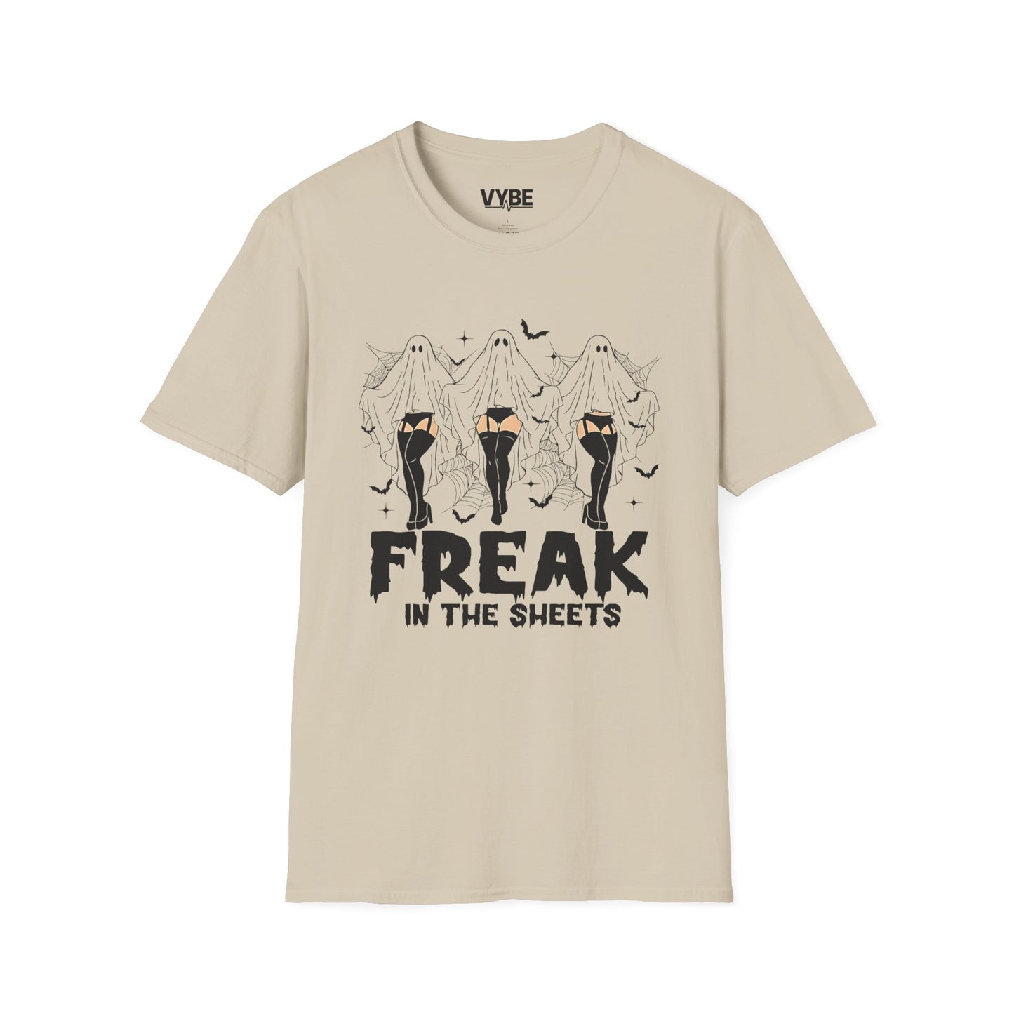 Halloween- Freak in the Sheets T-Shirt, Funny Graphic Tee, Halloween Costume, Gift for Sheet Lovers, Casual Wear, Horror Vibe - VYBE Shop