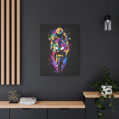 Neon Motorcycle Canvas Art, Perfect for Bikers, Home Decor, Gifts for Riders, Colorful Wall Art, Bike Lover's Gift - VYBE Shop