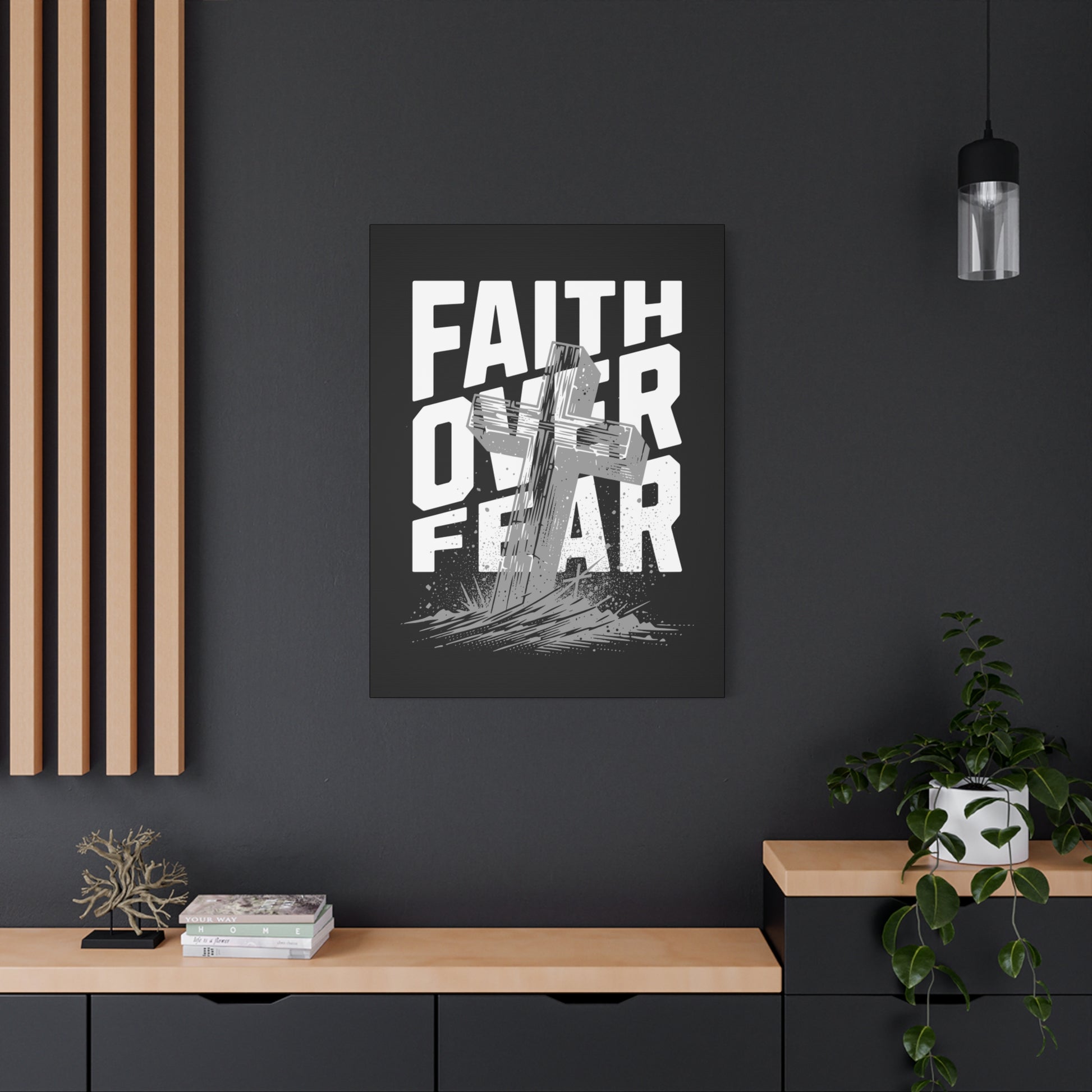 Religion- Faith Over Fear Canvas Print, Inspirational Wall Art, Religious Home Decor - VYBE Shop