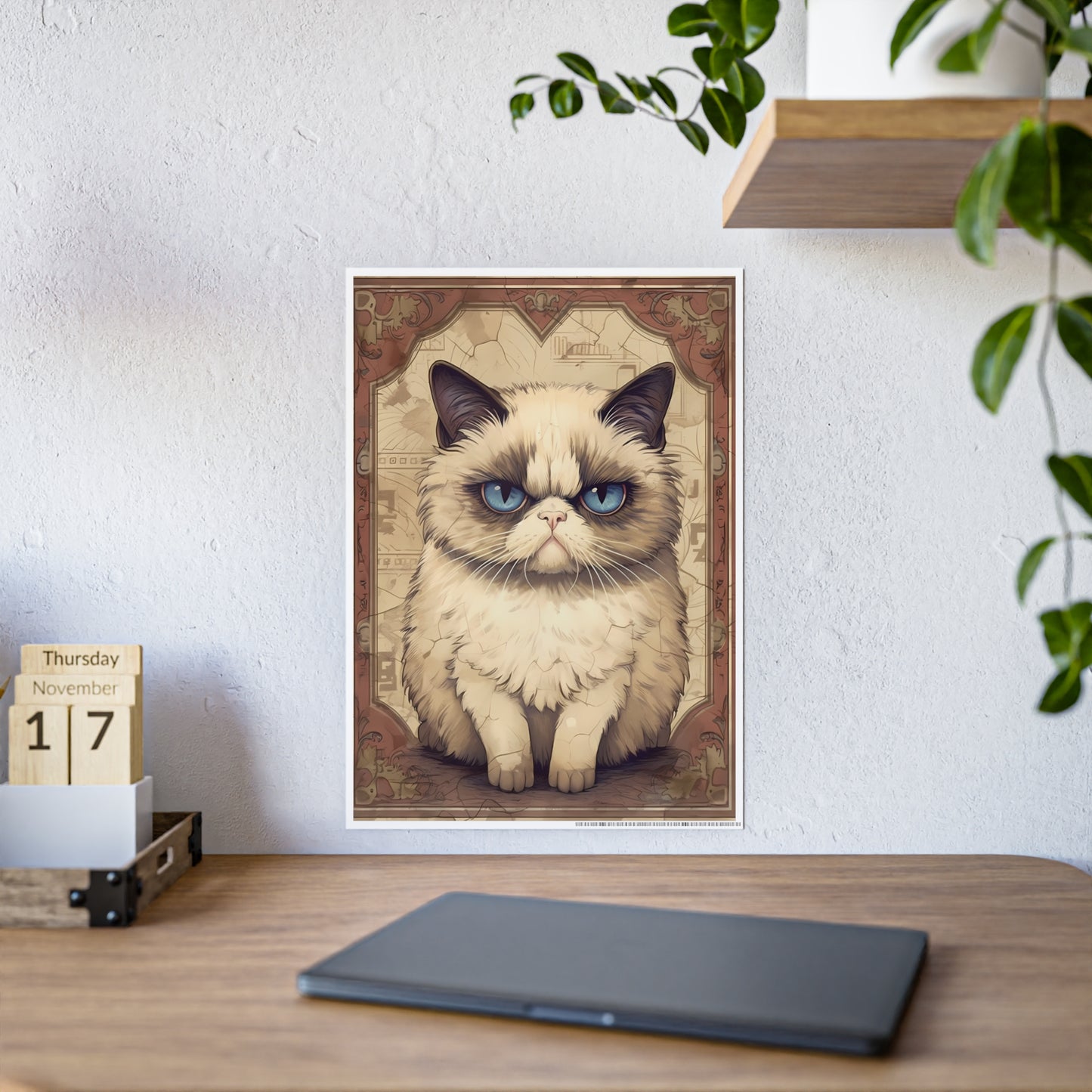 Grumpy Cat Art Poster, Cute Cat Poster - VYBE Shop