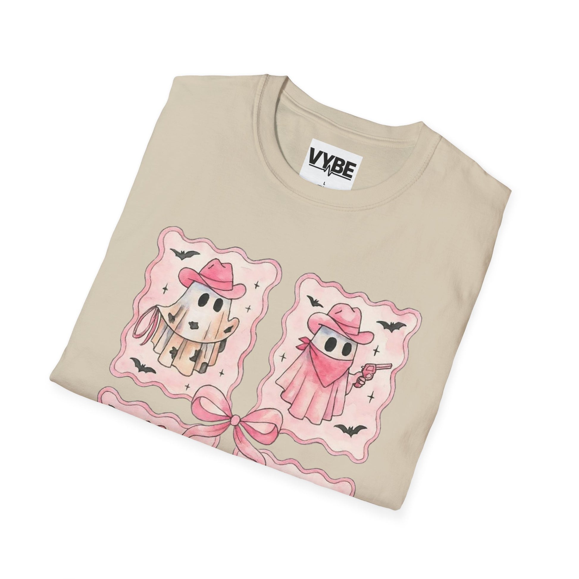 Halloween- Cute Ghosts Unisex T-Shirt, Halloween Tee, Funny Graphic Shirt, Gift for Ghost Lovers, Pink Halloween - VYBE Shop