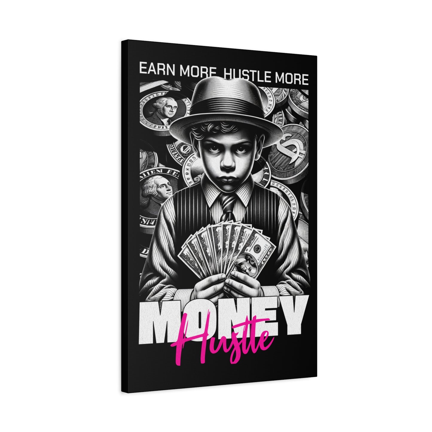 Money Hustle Matte Canvas Art Print, Motivational Wall Decor, Hustler Gift, Office Art, Entrepreneurship Wall Art, Home Decor - VYBE Shop