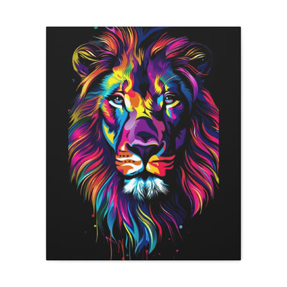 Neon Lion Art Canvas, Colorful Wall Decor, Animal Lover Gift, Home Decoration, Boho Style - VYBE Shop