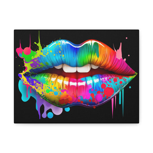 Neon Lip Art Canvas Wall Decor, Vibrant Lips Art, Pop Art Canvas, Home Decor, Gift for Art Lovers, Colorful Wall Art - VYBE Shop