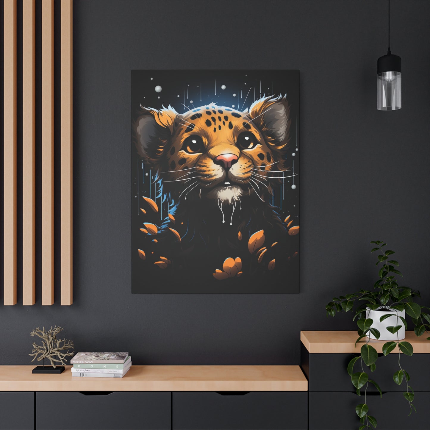 Playful Leopard Canvas Art Print, Cute Animal Wall Decor, Children's Room Decoration, Gift for Animal Lovers, Wild Animal Print - VYBE Shop