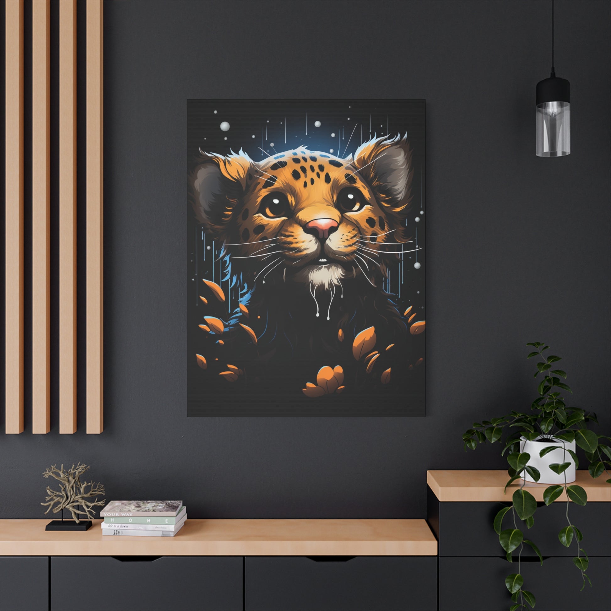 Playful Leopard Canvas Art Print, Cute Animal Wall Decor, Children's Room Decoration, Gift for Animal Lovers, Wild Animal Print - VYBE Shop