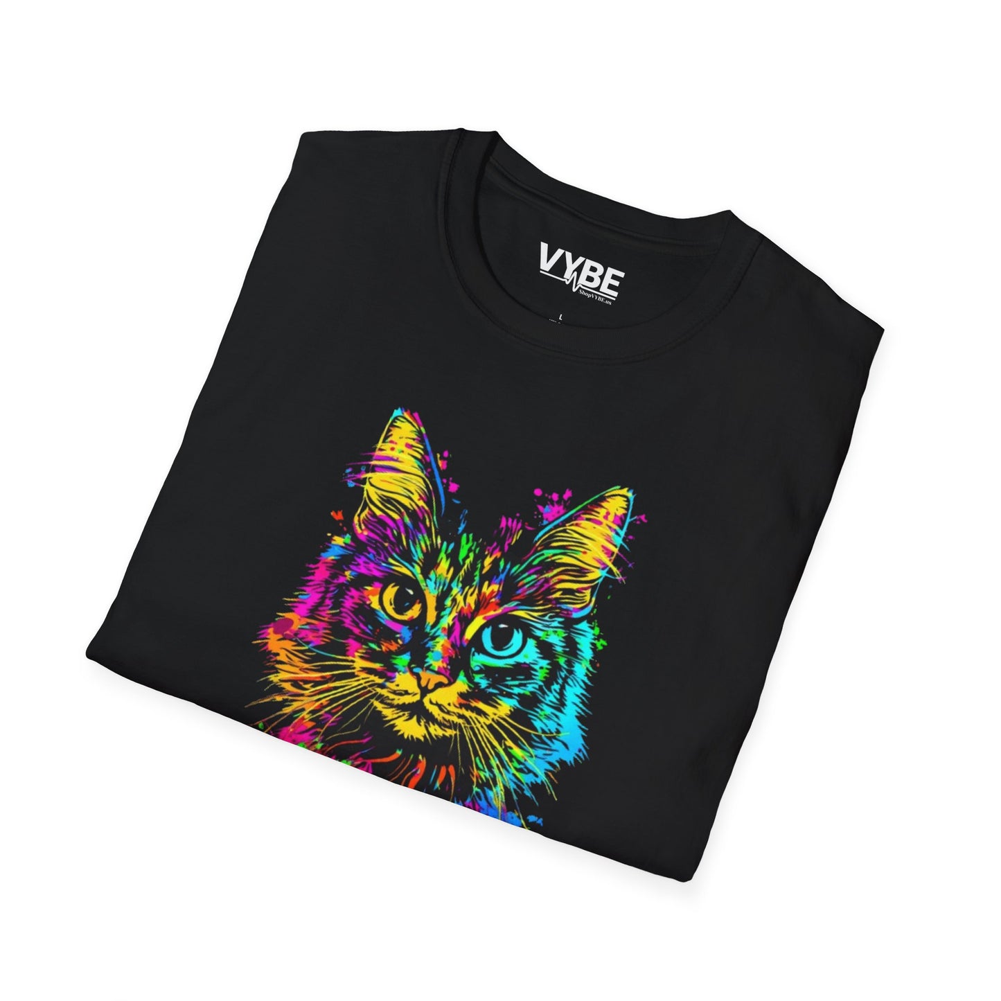 Colorful Cat Graphic T-Shirt - VYBE