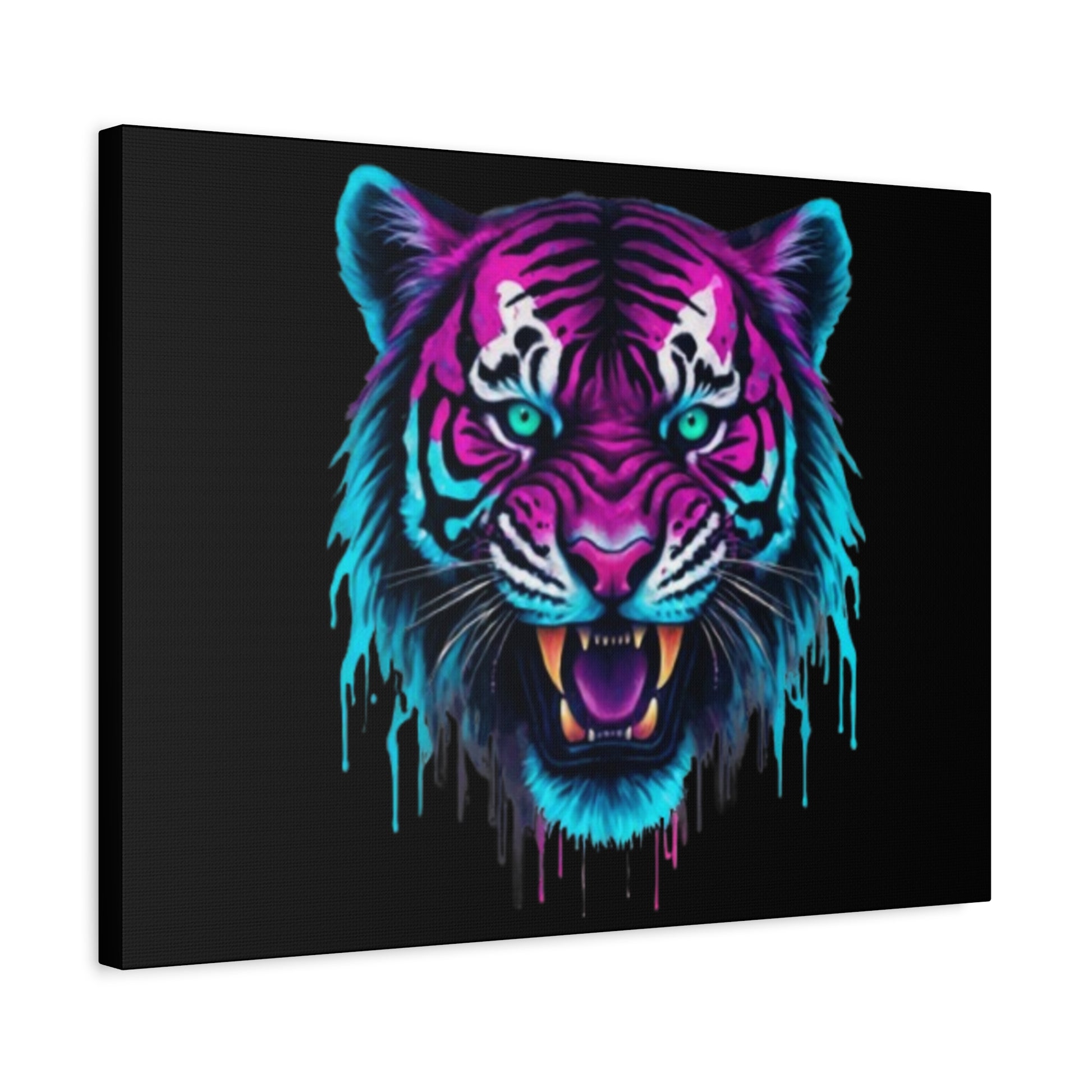 Neon Tiger Canvas Art, Wall Decor, Colorful Animal Artwork, Home Interior, Gift for Animal Lovers, Unique Wall Hanging - VYBE Shop