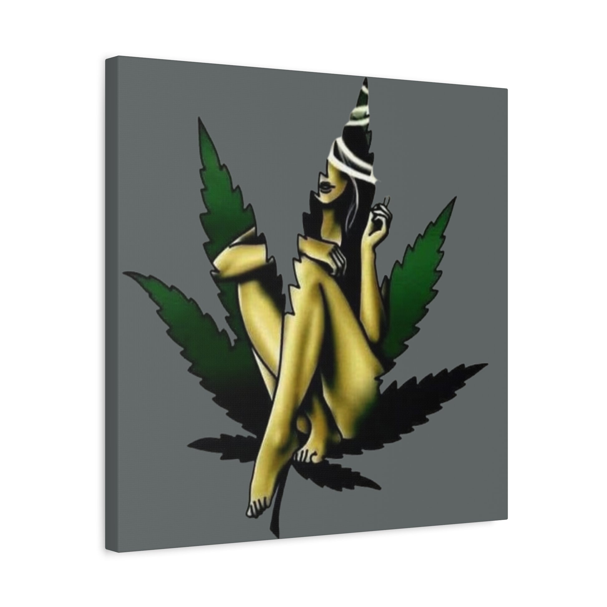 Artistic Cannabis Wall Canvas, Stretched Wall Art, Home Decor, Unique Gift, Bohemian Vibe, Chill Atmosphere - VYBE Shop