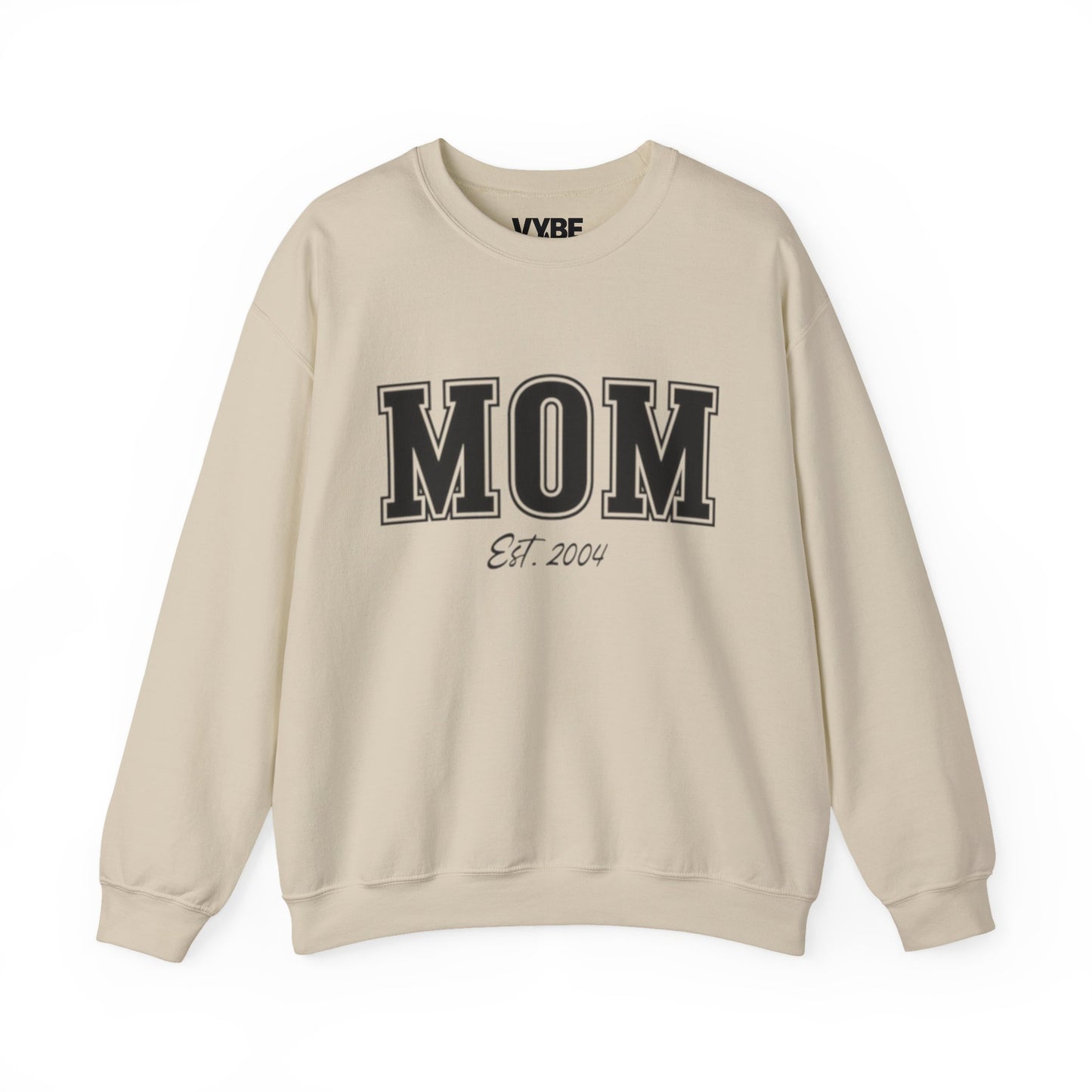 Customizable Mom Established Crewneck Sweatshirt - Personalize with Child's Birth Year for Unique Style - VYBE