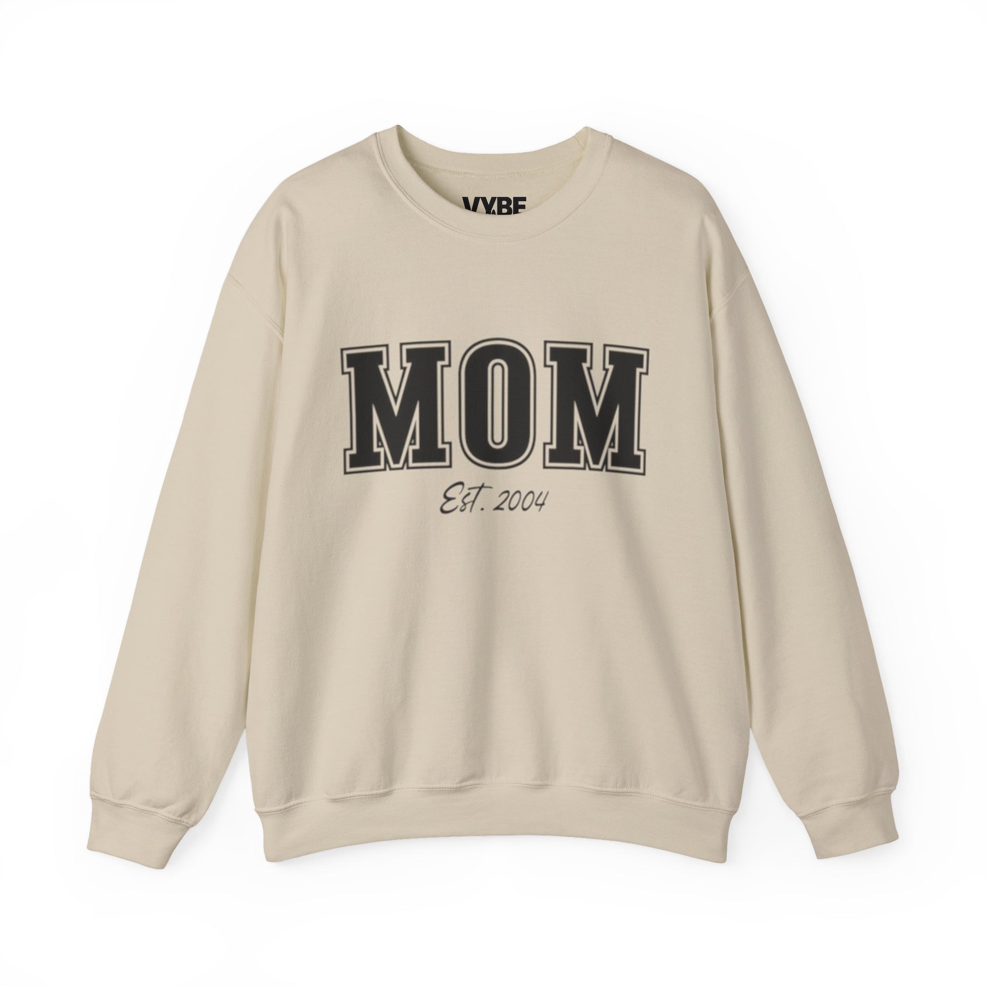 Customizable Mom Established Crewneck Sweatshirt - Personalize with Child's Birth Year for Unique Style - VYBE