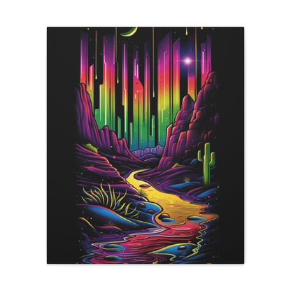 Neon Nature Canvas Art, Wall Decor, Colorful Landscape, Bohemian Home Decor, Gift for Art Lovers, Unique Wall Hanging - VYBE Shop