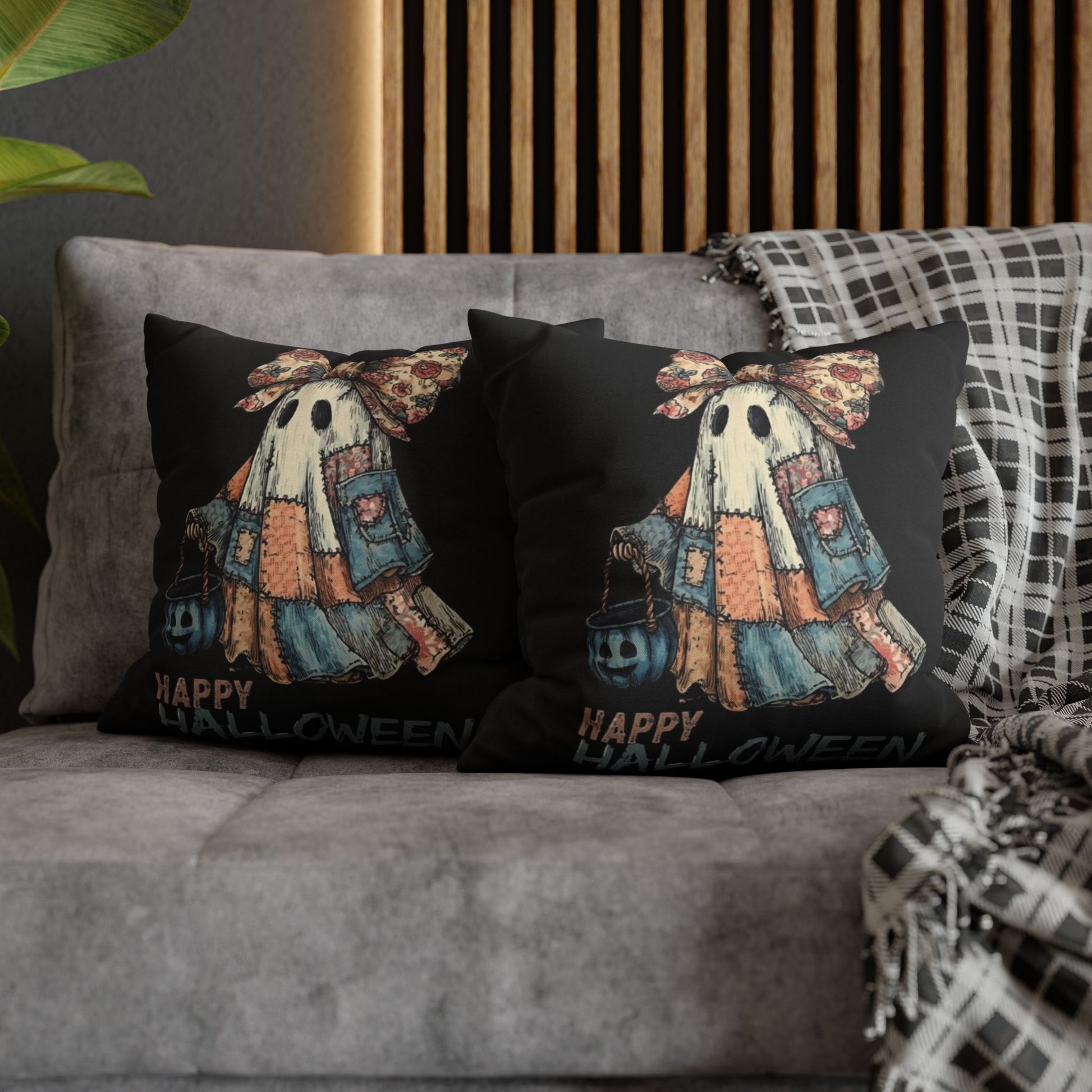 Halloween Ghost Pillowcase, Decorative Cushion Cover, Spooky Home Decor, Fall Gift, Cozy Halloween Accent, Autumn Decoration - VYBE Shop
