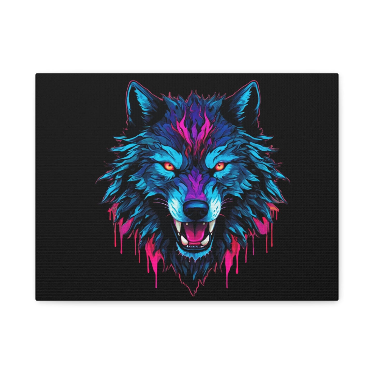 Neon Wolf Canvas Art, Colorful Wolf Wall Decor, Animal Lover Gift, Bold Home Decoration, Unique Art Print - VYBE Shop