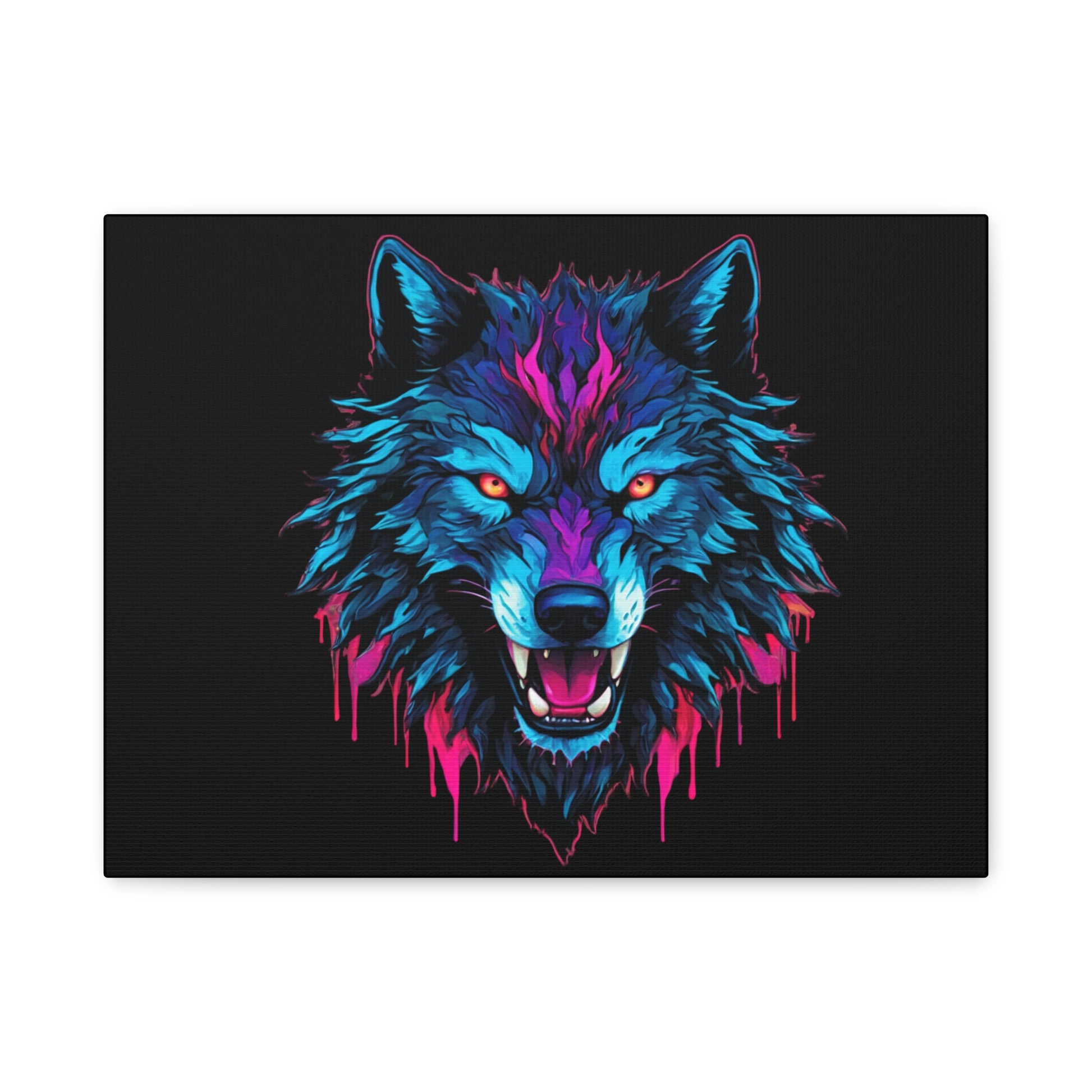 Neon Wolf Canvas Art, Colorful Wolf Wall Decor, Animal Lover Gift, Bold Home Decoration, Unique Art Print - VYBE Shop