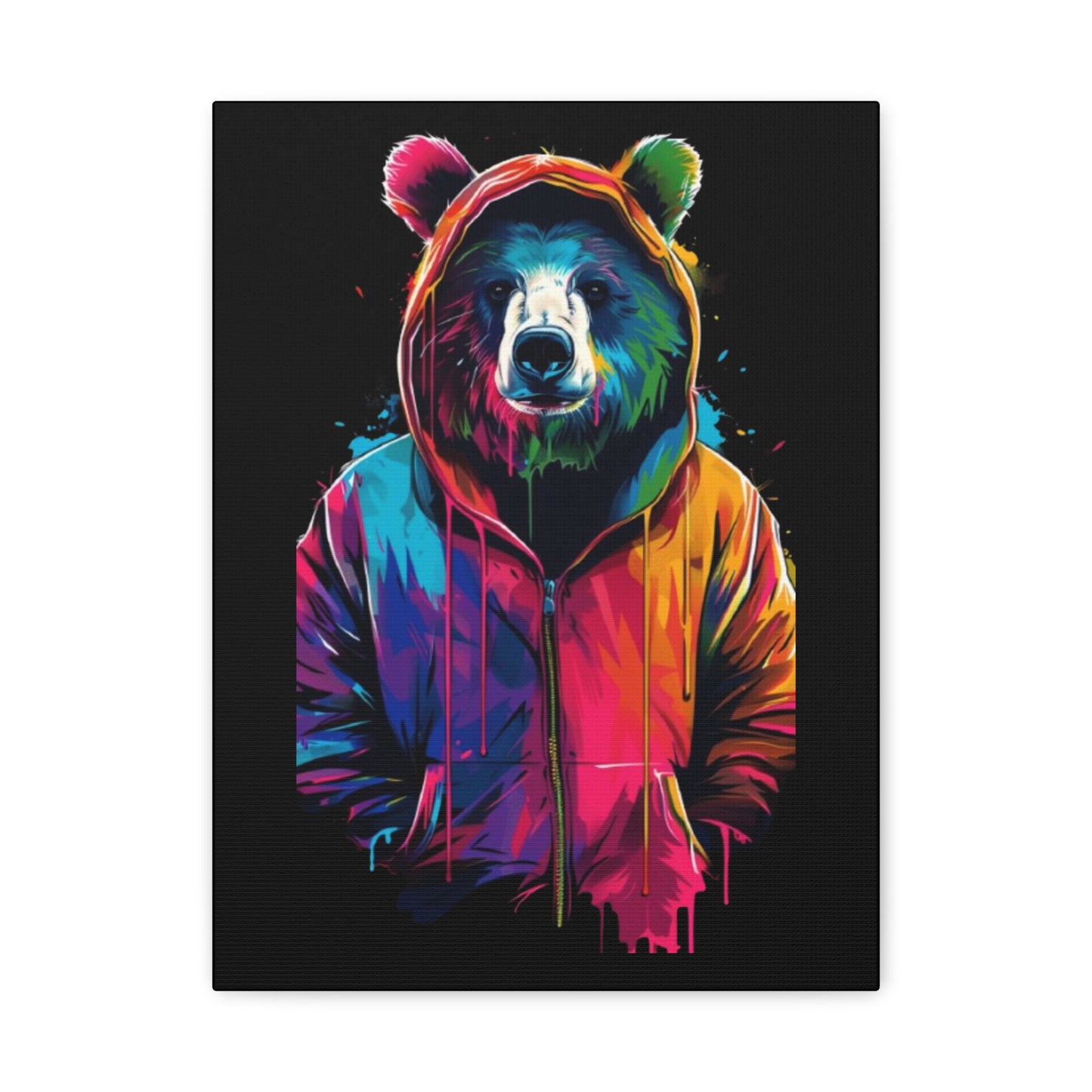 Vibrant Bear Canvas Art, Colorful Wall Decor, Modern Animal Painting, Home Aesthetic, Unique Gift Idea, Wildlife Lover Decor - VYBE Shop