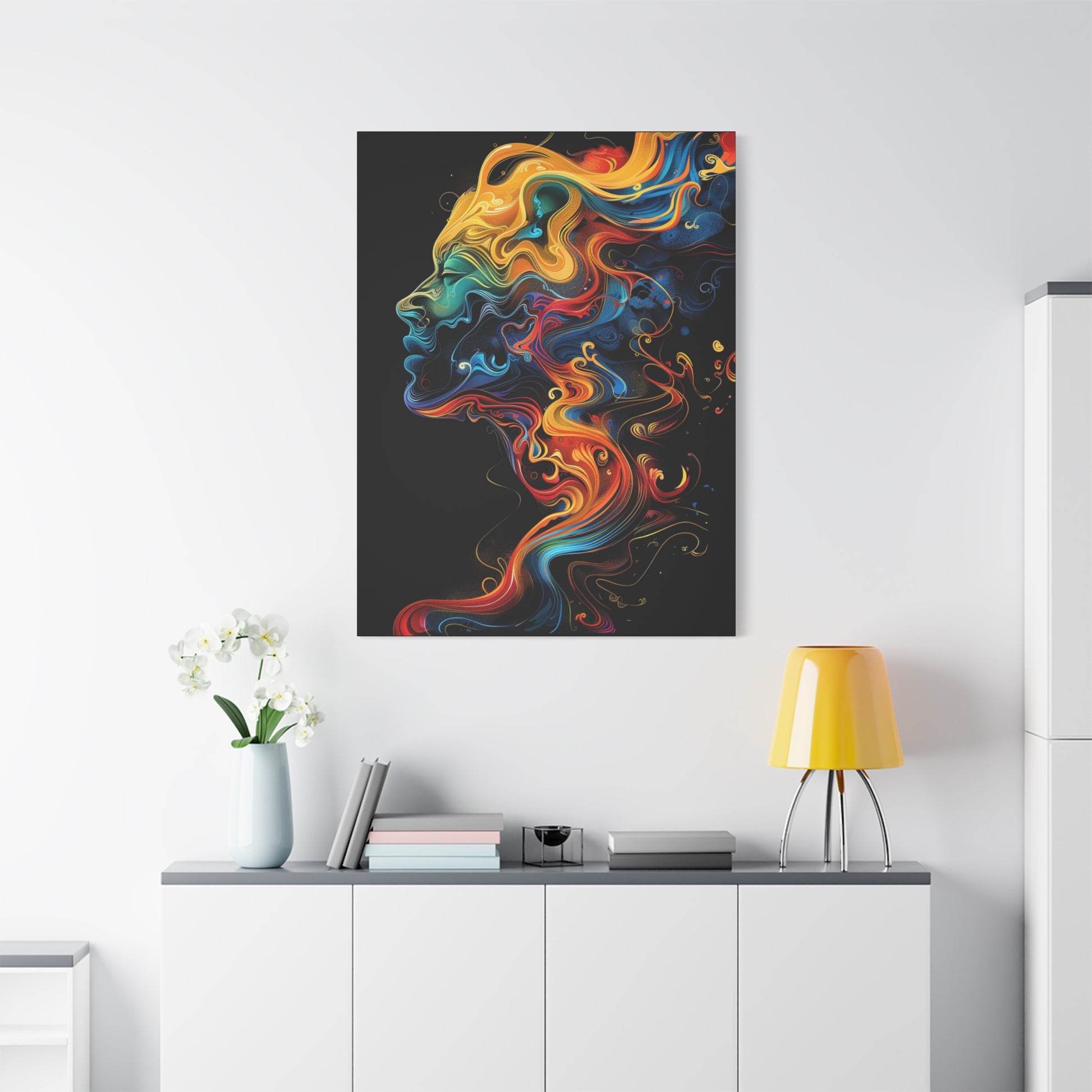 Colorful Abstract Portrait Canvas Art, Modern Wall Decor, Gift for Home, Living Room, Unique Artwork, Trending Decor - VYBE Shop