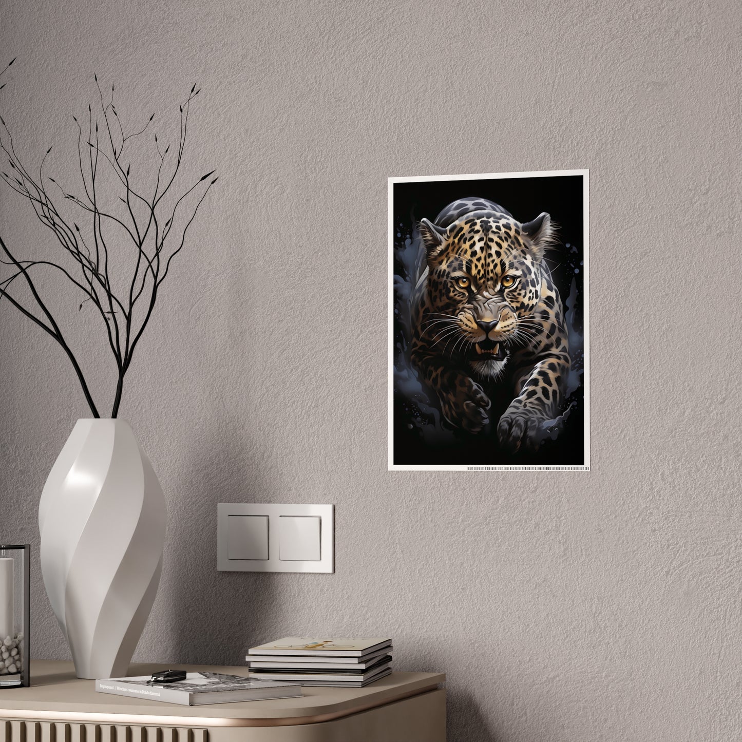 Leopard Wall Art - Fierce Leopard Gloss Poster | Wildlife Home Decor, Animal Lover Gift, Safari-Themed Office Decoration - VYBE Shop