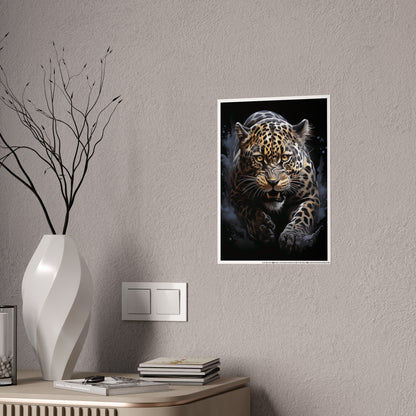 Leopard Wall Art - Fierce Leopard Gloss Poster | Wildlife Home Decor, Animal Lover Gift, Safari-Themed Office Decoration - VYBE Shop