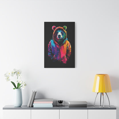 Vibrant Bear Canvas Art, Colorful Wall Decor, Modern Animal Painting, Home Aesthetic, Unique Gift Idea, Wildlife Lover Decor - VYBE Shop