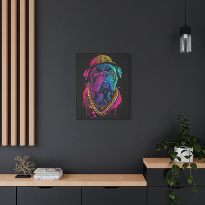 Neon Bulldog Canvas Art, Colorful Dog Wall Decor, Funky Pet Portrait, Dog Lover Gift, Unique Home Decoration - VYBE Shop