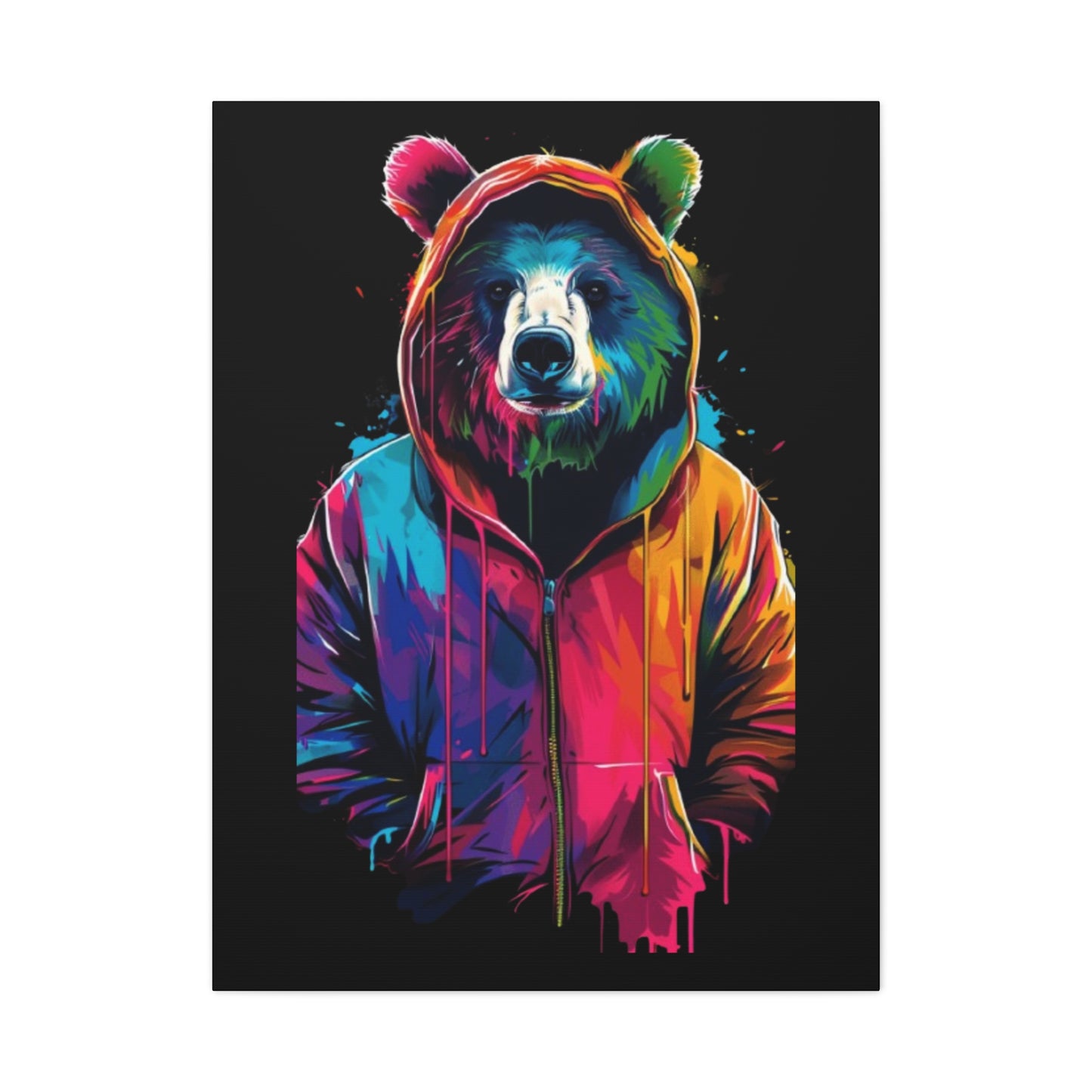 Vibrant Bear Canvas Art, Colorful Wall Decor, Modern Animal Painting, Home Aesthetic, Unique Gift Idea, Wildlife Lover Decor - VYBE Shop