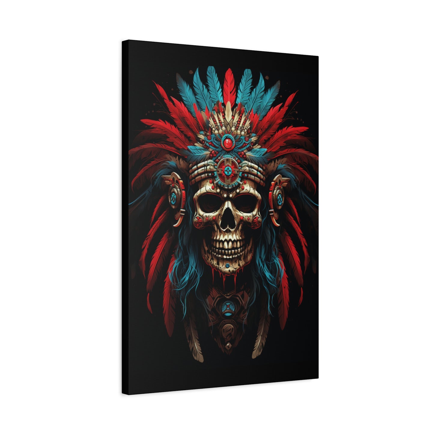 Bohemian Skull Canvas Print, Wall Art, Home Decor, Unique Gift, Ethnic Artwork, Colorful Wall Hanging - VYBE Shop