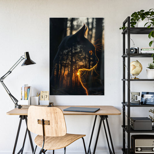 Cat Mystical Poster - Glossy Wall Art for Nature Lovers, Home Office Aesthetic, Perfect Cat Lover Gift and Animal Art Print - VYBE Shop