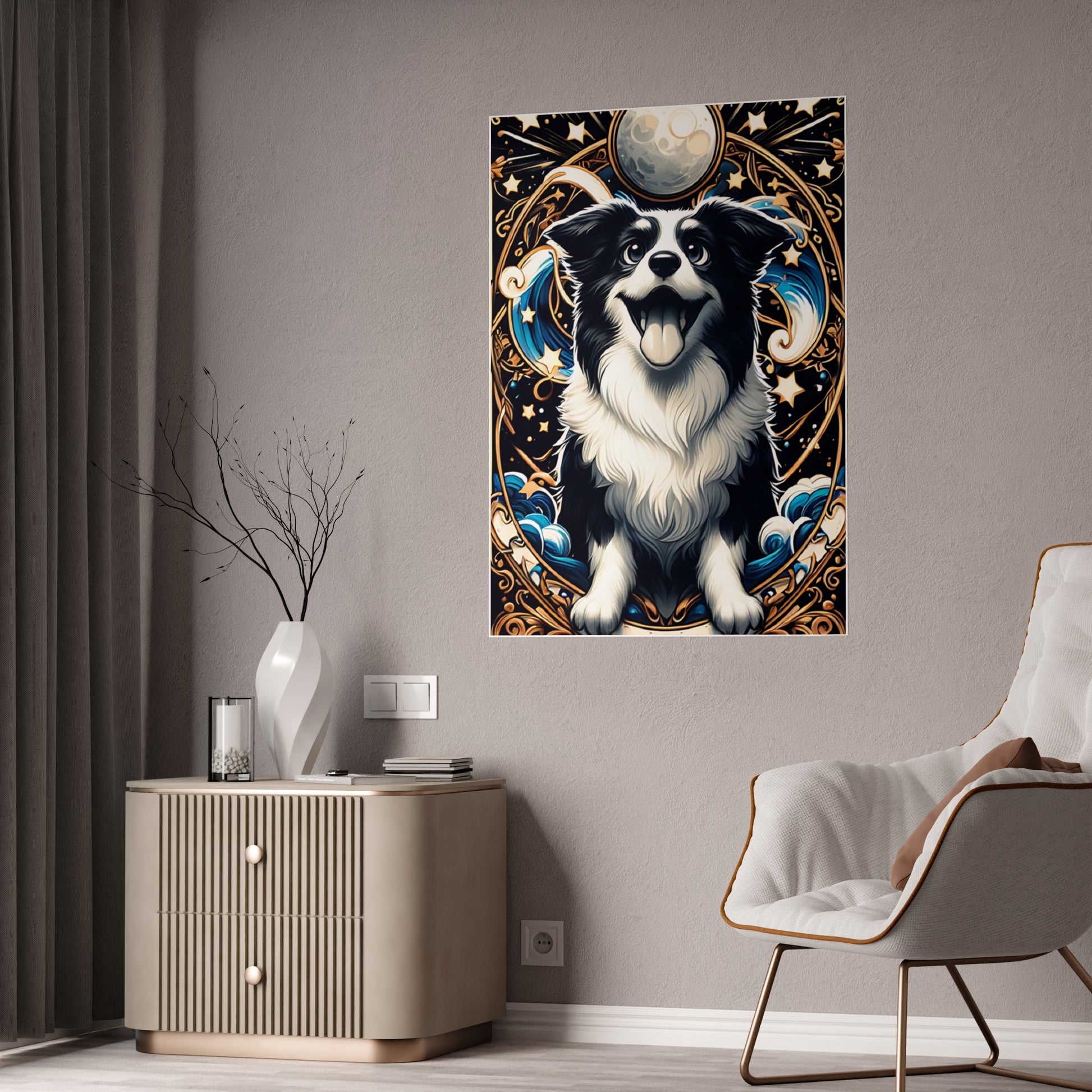 Glossy Dog Art Poster, Magical Pet Wall Decor - VYBE Shop