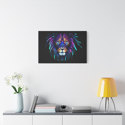 Neon Lion Canvas Wall Art, Colorful Home Decor, Animal Lover Gift, Jungle Theme Room Decoration, Unique Artwork for Living Room, [...] - VYBE Shop